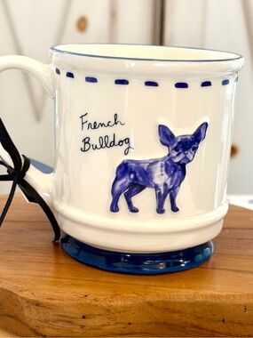 French Bulldog Mug with Blue Artwork by Dwell Studio